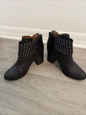 Studded Black Women's Ankle Boot - Fashion Block Heel